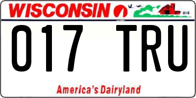 WI license plate 017TRU