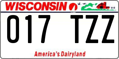WI license plate 017TZZ