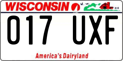 WI license plate 017UXF