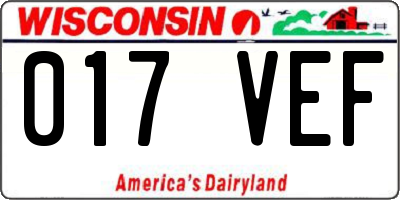 WI license plate 017VEF