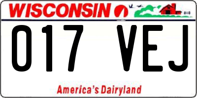 WI license plate 017VEJ