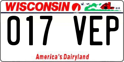WI license plate 017VEP