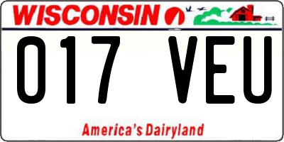 WI license plate 017VEU