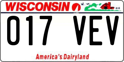 WI license plate 017VEV