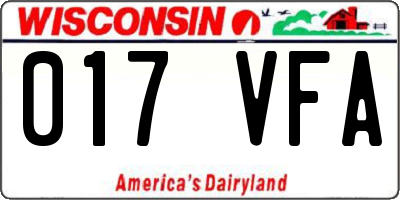 WI license plate 017VFA