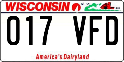 WI license plate 017VFD