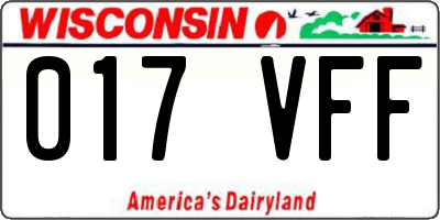 WI license plate 017VFF