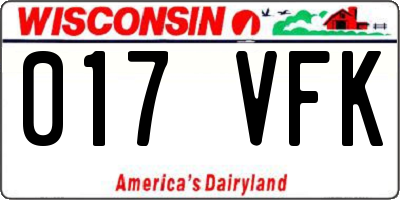 WI license plate 017VFK
