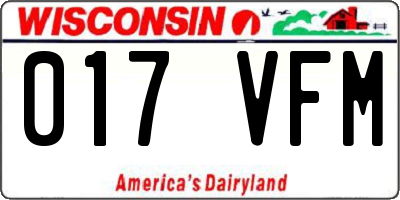 WI license plate 017VFM