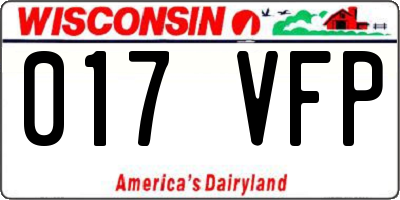 WI license plate 017VFP