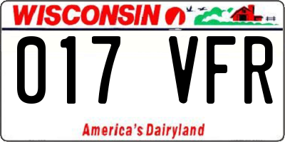 WI license plate 017VFR