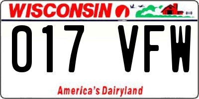 WI license plate 017VFW