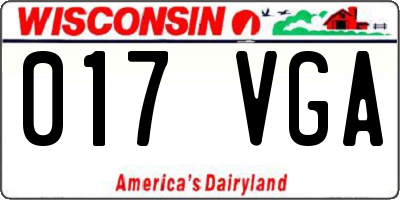 WI license plate 017VGA