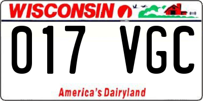 WI license plate 017VGC