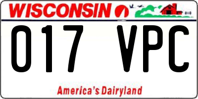 WI license plate 017VPC