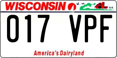 WI license plate 017VPF