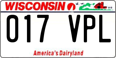 WI license plate 017VPL