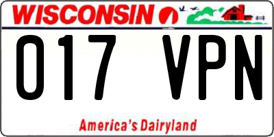 WI license plate 017VPN