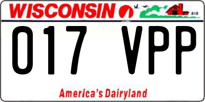 WI license plate 017VPP