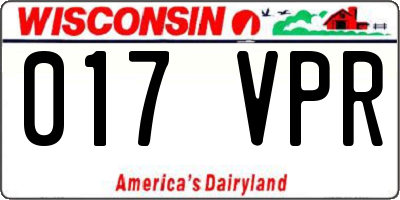 WI license plate 017VPR