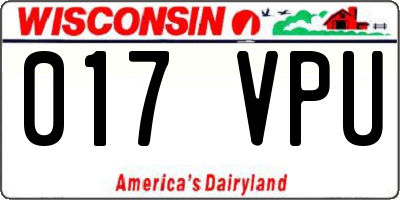 WI license plate 017VPU