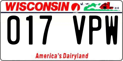 WI license plate 017VPW