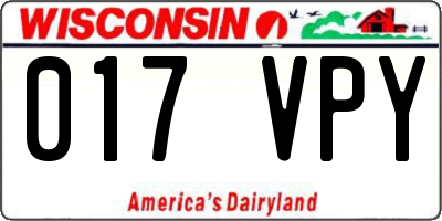 WI license plate 017VPY