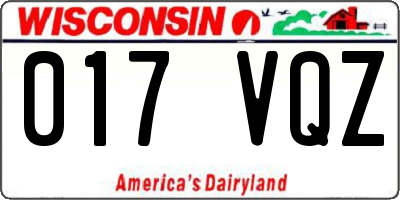 WI license plate 017VQZ
