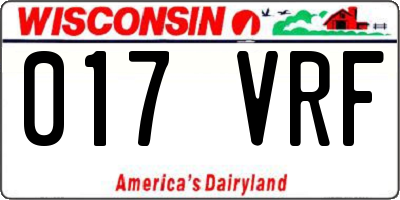 WI license plate 017VRF