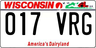 WI license plate 017VRG