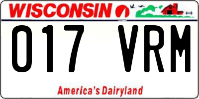 WI license plate 017VRM