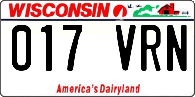 WI license plate 017VRN