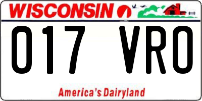 WI license plate 017VRO