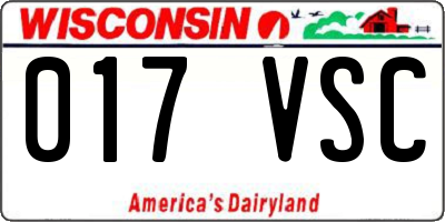 WI license plate 017VSC