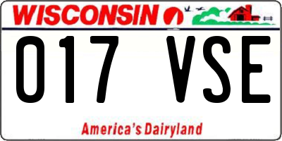 WI license plate 017VSE