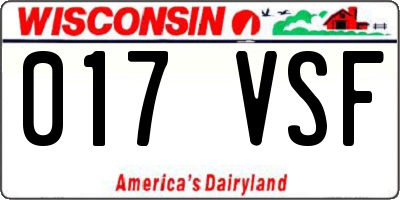 WI license plate 017VSF