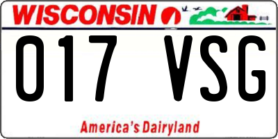 WI license plate 017VSG