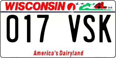 WI license plate 017VSK