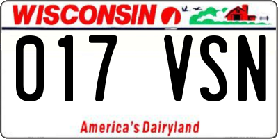 WI license plate 017VSN