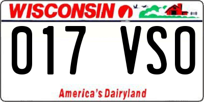 WI license plate 017VSO