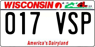 WI license plate 017VSP