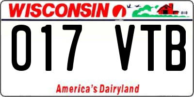 WI license plate 017VTB