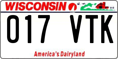 WI license plate 017VTK
