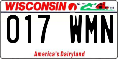 WI license plate 017WMN