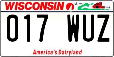 WI license plate 017WUZ