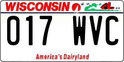 WI license plate 017WVC