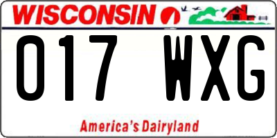 WI license plate 017WXG