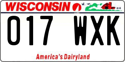 WI license plate 017WXK