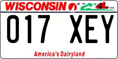 WI license plate 017XEY
