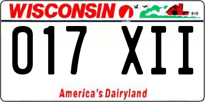WI license plate 017XII
